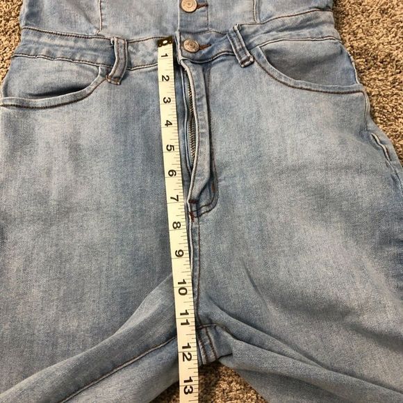 ALMOST FAMOUS Women's Overalls Ruffle Sleeves Size Medium Blue - Picture 8 of 15